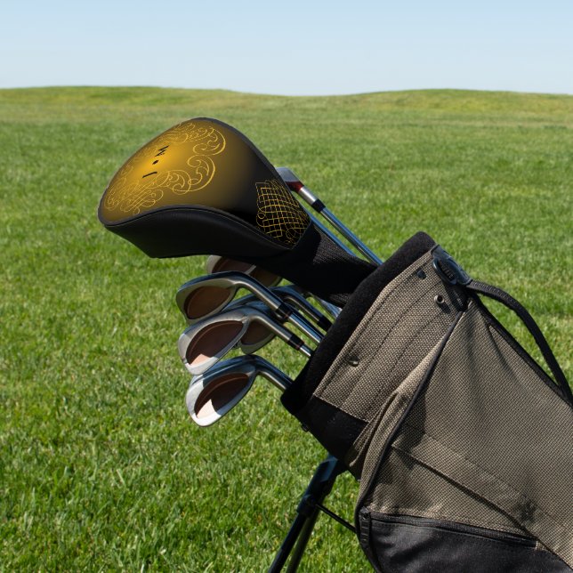 Monogram Black and Gold mit dekorativen Elementen Golf Headcover (In SItu)