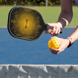 Monogram Black and Gold mit dekorativen Elementen Pickleball Schläger