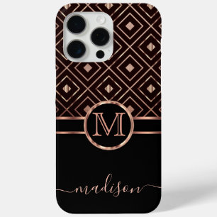 Monogram Black and Rose Gold Diamond Muster Case-Mate iPhone Hülle