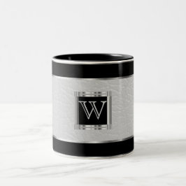 Monogram Black and Silver and Imitat Leather Zweifarbige Tasse