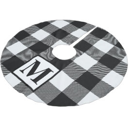 Monogram Black and White Buffalo Kariert Polyester Weihnachtsbaumdecke