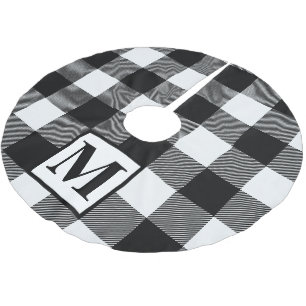 Monogram Black and White Buffalo Kariert Polyester Weihnachtsbaumdecke