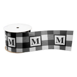 Monogram Black and White Buffalo Kariert Satinband