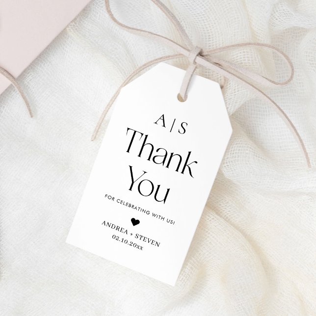 Monogram Black and White Gastgeschenk Hochzeit Dan Geschenkanhänger (Von Creator hochgeladen)