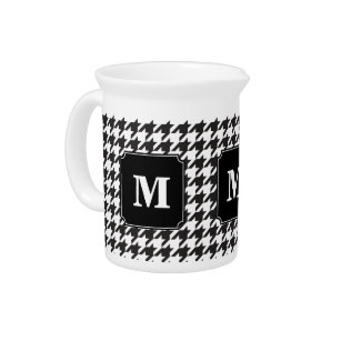 Monogram Black and White Hounds Tooth Getränke Pitcher