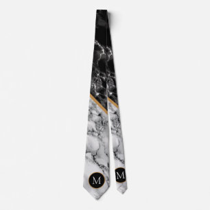 Monogram Black and White Marble Neck Tie Krawatte