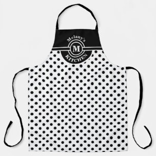 Monogram Black and White Polka Dot Kitchen Schürze