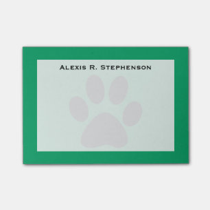 Monogram Black Animal Paw Print Kleeblatt Green Post-it Klebezettel