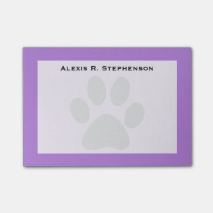 Monogram Black Animal Paw Print Lavendel Lila Post-it Klebezettel