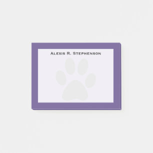 Monogram Black Animal Paw Print Ultra Violet Post-it Klebezettel