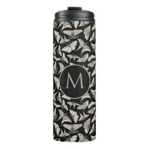 Monogram Black Beige Moth Bug Pattern Thermosbecher