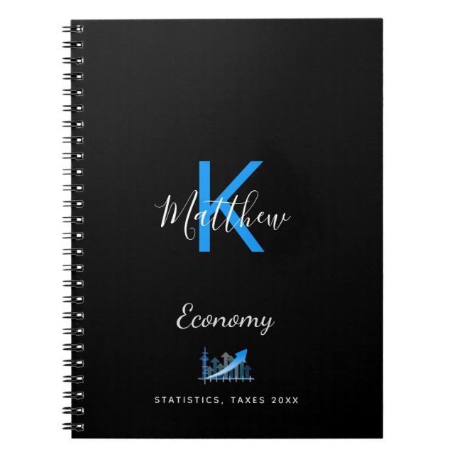 Monogram Black Blue Economy Notizblock (Vorderseite)