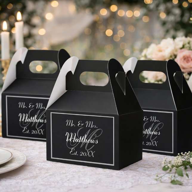 Monogram Black Bride Groom Date Hochzeit Geschenkschachtel (Von Creator hochgeladen)