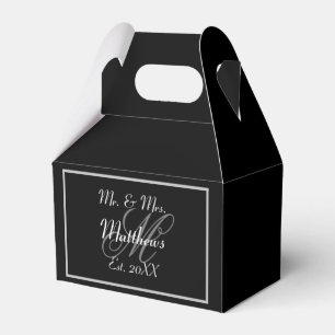 Monogram Black Bride Groom Date Hochzeit Geschenkschachtel