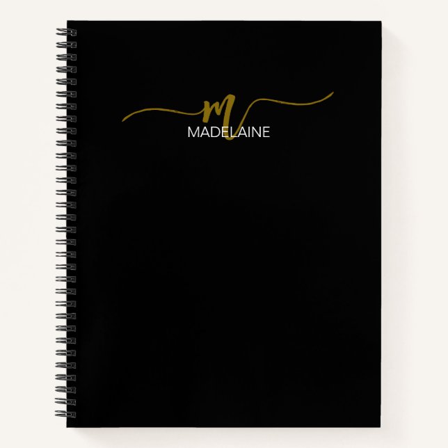 Monogram Black Brown Personal Notizbuch (Vorderseite)