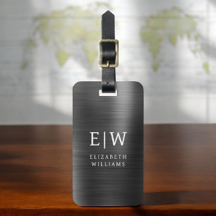Monogram Black Brushed Metallic Elegant Gepäckanhänger