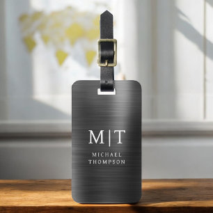 Monogram Black Brushed Metallic Elegant Gepäckanhänger