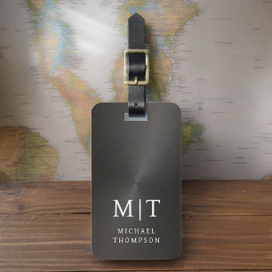Monogram Black Brushed Metallic Elegant Gepäckanhänger