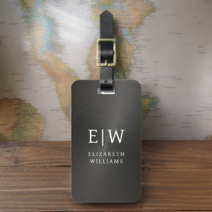 Monogram Black Brushed Metallic Elegant Gepäckanhänger