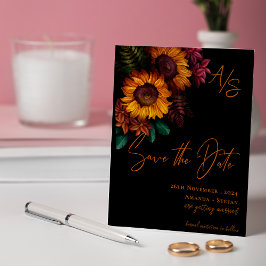 Monogram Black Burnt Orange Wedding Save the Date