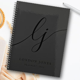 Monogram Black Calligraphy Initials Business-Logo Planer
