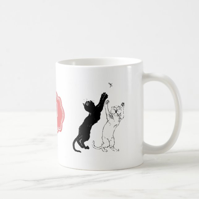 Monogram Black Cat Art Nouveau Chat Noir Steinlen Tasse (Rechts)