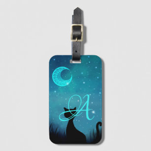 Monogram Black Cat Star Sky Illustration Gepäckanhänger