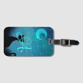 Monogram Black Cat Star Sky Illustration Gepäckanhänger