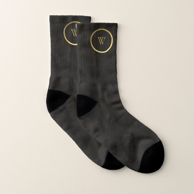 Monogram Black Chalkboard Gold Foil Einfach modern Socken (Paar)