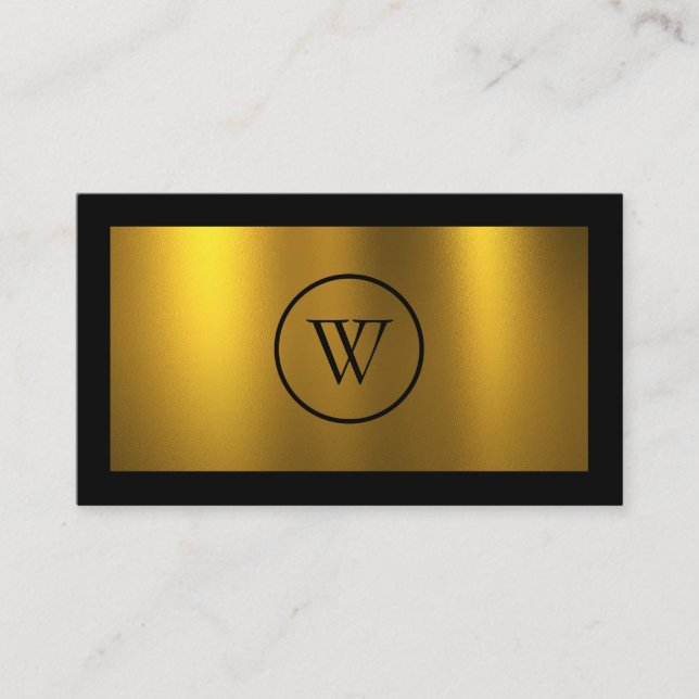 Monogram Black Chalkboard Gold Foil Einfach modern Visitenkarte (Vorderseite)