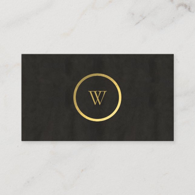 Monogram Black Chalkboard Gold Foil Einfach modern Visitenkarte (Vorderseite)