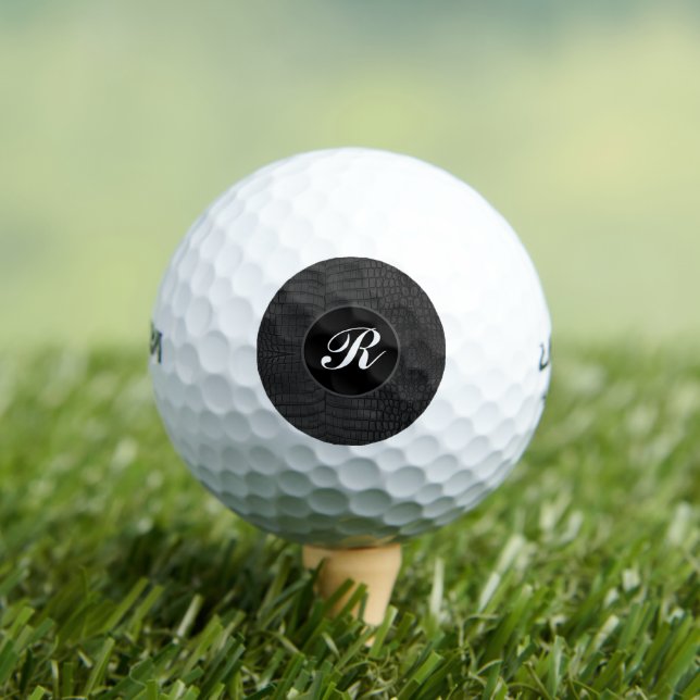 Monogram Black Crocodile Leather Print Golfball (Insitu T-Shirt)