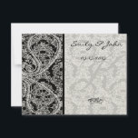 Monogram Black Damask Wedelkarten-Tischnummer Einladung<br><div class="desc">Einmalige Schwarze Damaskus-Swirl-Einladungen zur Hochzeit -</div>