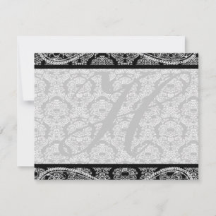 Monogram Black Damask WedelResponse-UAWG RSVP Karte