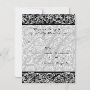 Monogram Black Damask WedelResponse-UAWG RSVP Karte