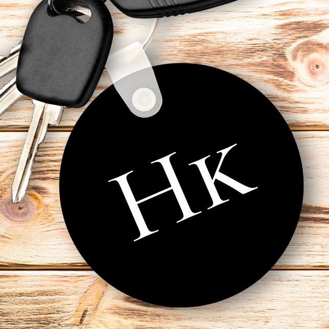 Monogram Black Elegant Classic Monogrammed Initial Schlüsselanhänger (Von Creator hochgeladen)