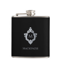 Monogram Black Elegant Vintages Wappen Grauer Name