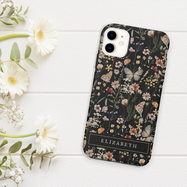 Monogram Black Floral iPhone Gehäuse Case-Mate iPhone Hülle (Von Creator hochgeladen)