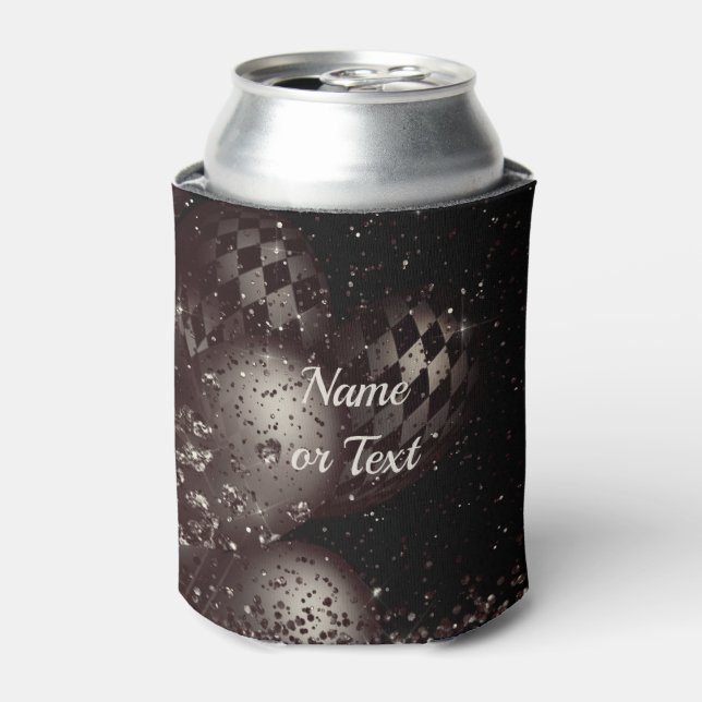 Monogram Black Glitzer Balloons Sparkle Elegant Dosenkühler (Kanne Vorderseite)