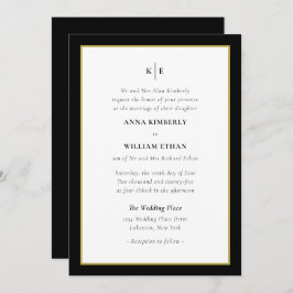 Monogram Black Gold - Bridge Wedding Einladung