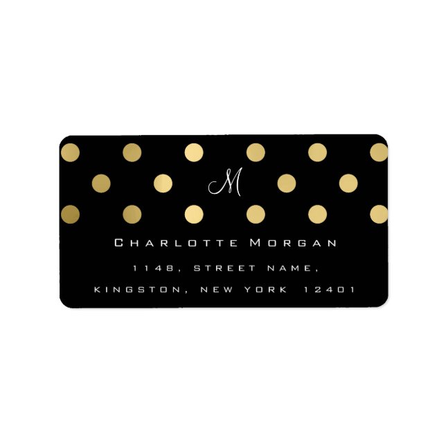 Monogram Black Gold Dots Cement Logo-UAWG Adressaufkleber (Vorne)