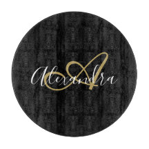 Monogram Black Gold Elegante Script Name Koch