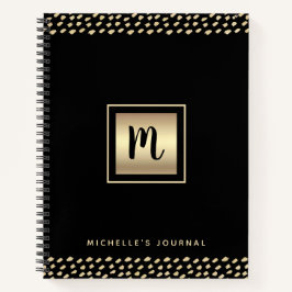 Monogram Black Gold-Folienskripte moderne, fett Notizbuch