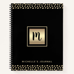 Monogram Black Gold-Folienskripte moderne, fett Notizbuch