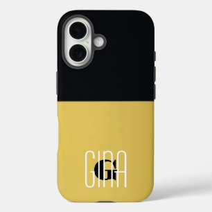Monogram Black & Gold Girly Hübsch iPhone 16 Hülle