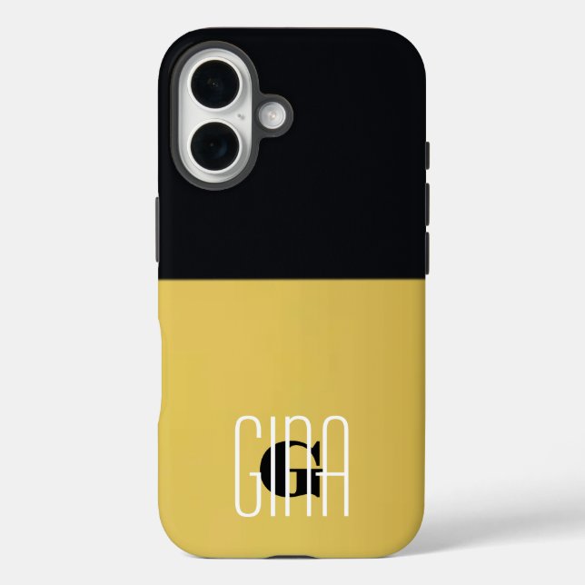 Monogram Black & Gold Girly Hübsch Case-Mate iPhone Hülle (Rückseite)