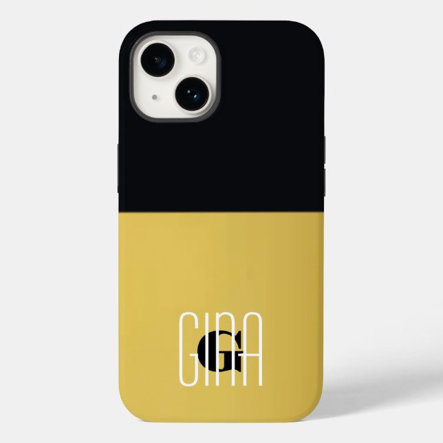 Monogram Black Gold & Girly Hübsch Case-Mate iPhone Hülle (Rückseite)