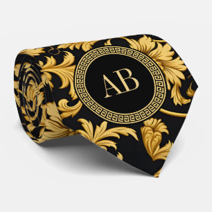 Monogram Black Gold Klasse Elegantes Muster Krawatte