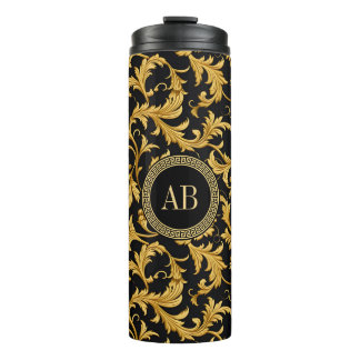 Monogram Black Gold Klasse Elegantes Muster Thermosbecher