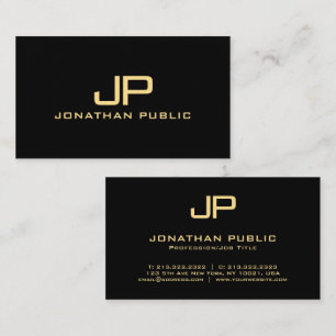 Monogram Black & Gold Luxus Premium Dickpapier Visitenkarte
